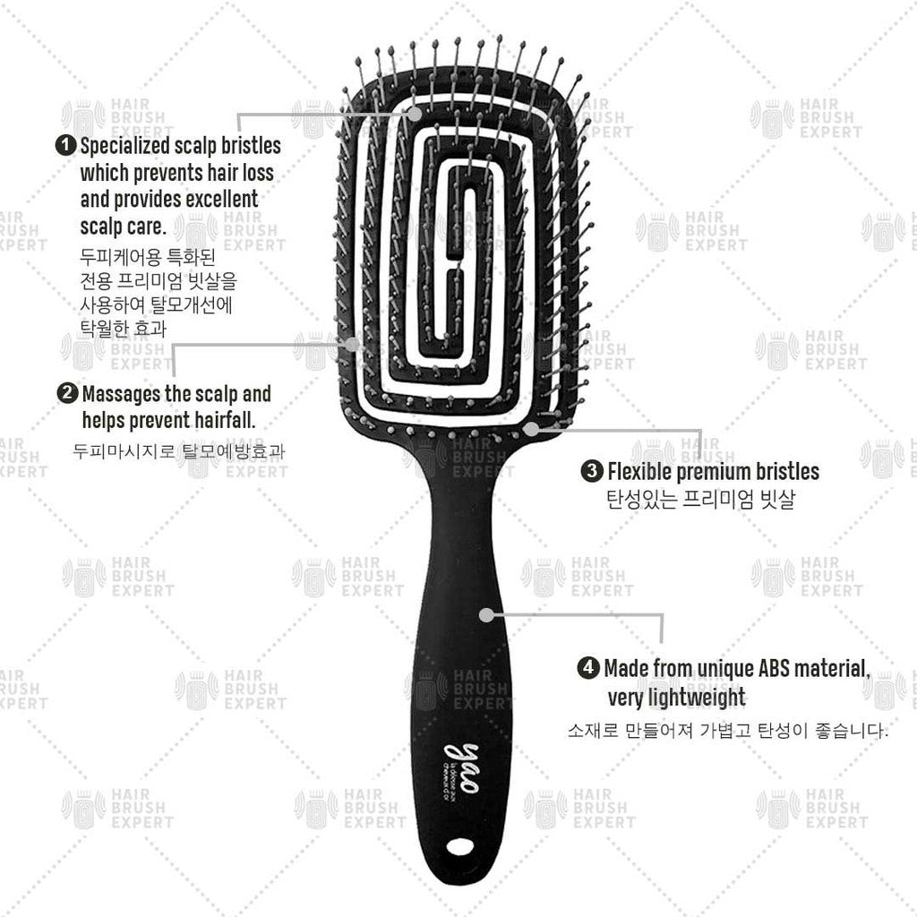 Yao Moving Square Hair Brush Pale Blue (For Long Length Hair)