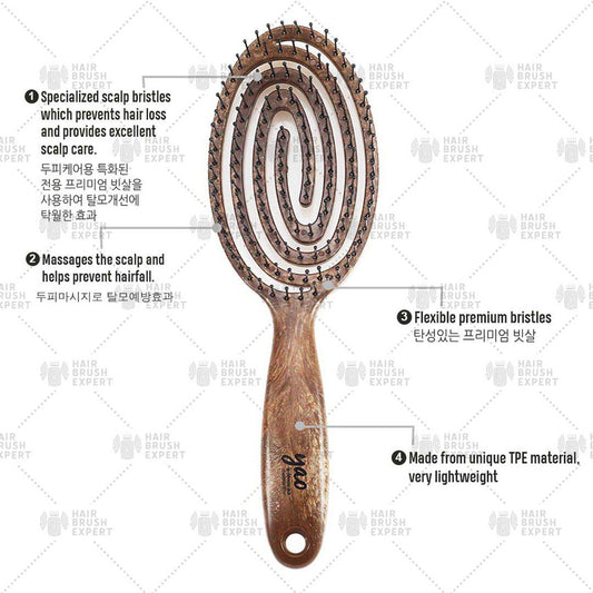Yao Moving Round Hair Brush Wooden Texture (For Medium Length Hair)