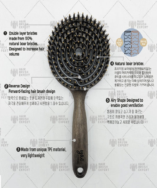 Yao Reverse Circle Boar Brush (Superior Scalp Massage, Volume & Shiny Hair)