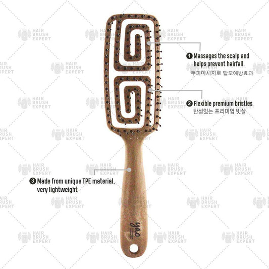 Yao Moving Mini Hair Brush Wooden Texture (For Short Length Hair)