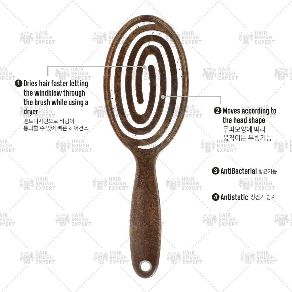 Yao Moving Round Hair Brush Wooden Texture (For Medium Length Hair)