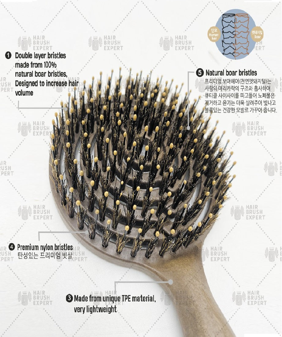 Yao Reverse Circle Boar Brush (Superior Scalp Massage, Volume & Shiny Hair)