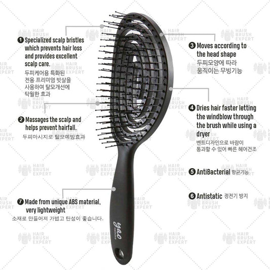 Yao Scalp Care Hair Brush Specialized for Men Matte Black
