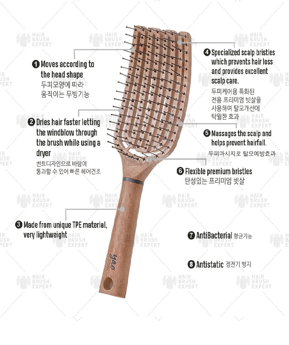 Yao Moving Flip Brush Wooden Texture (2 in 1 Volumizing for Mid to Long Hair)