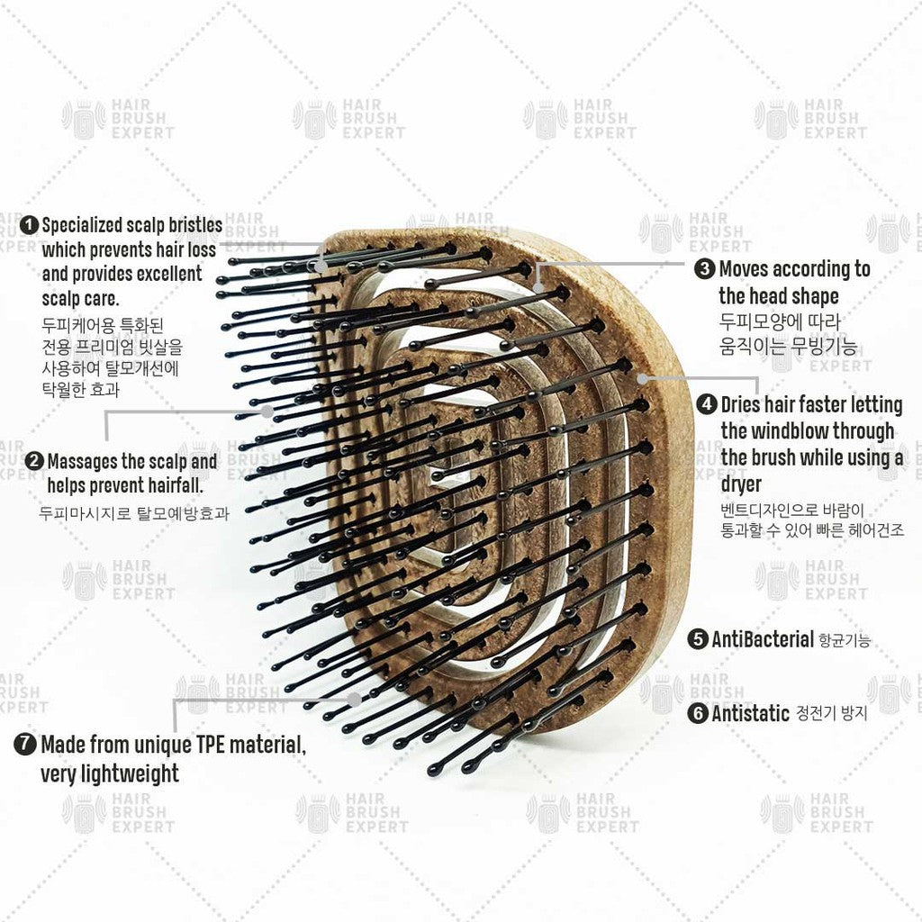 Yao Portable Hair Brush Wooden Texture (Easy to Carry / For All Hair Lengths)
