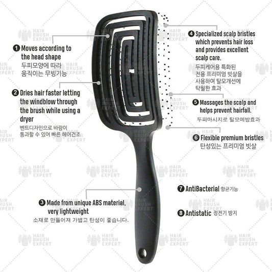 Yao Moving Square Hair Brush Pale Blue (For Long Length Hair)