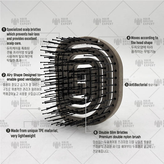 Yao Portable Sensitive Brush Wood Texture (Easy to Carry / for Sensitive Scalp)