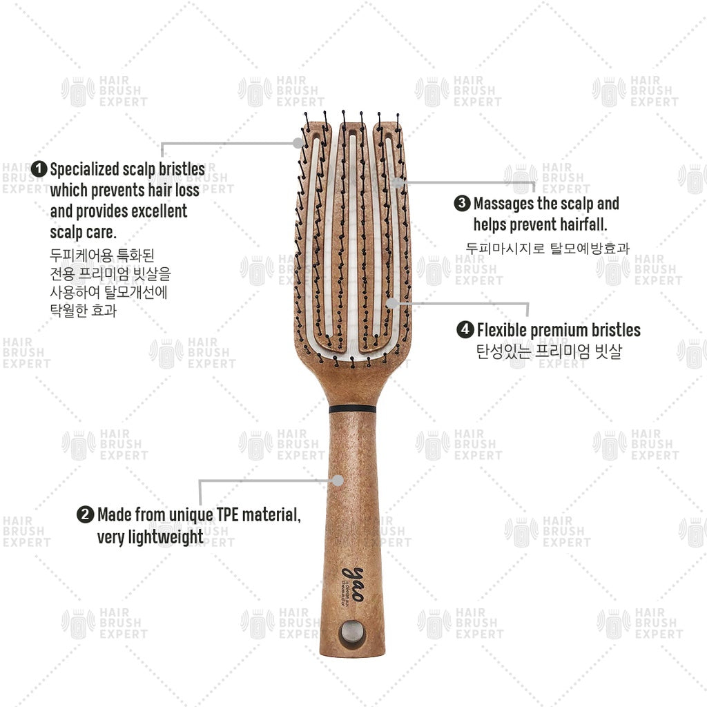 Yao Moving Flip Brush Slim Wooden Texture (2 in 1 Volumizing for Short Hair)