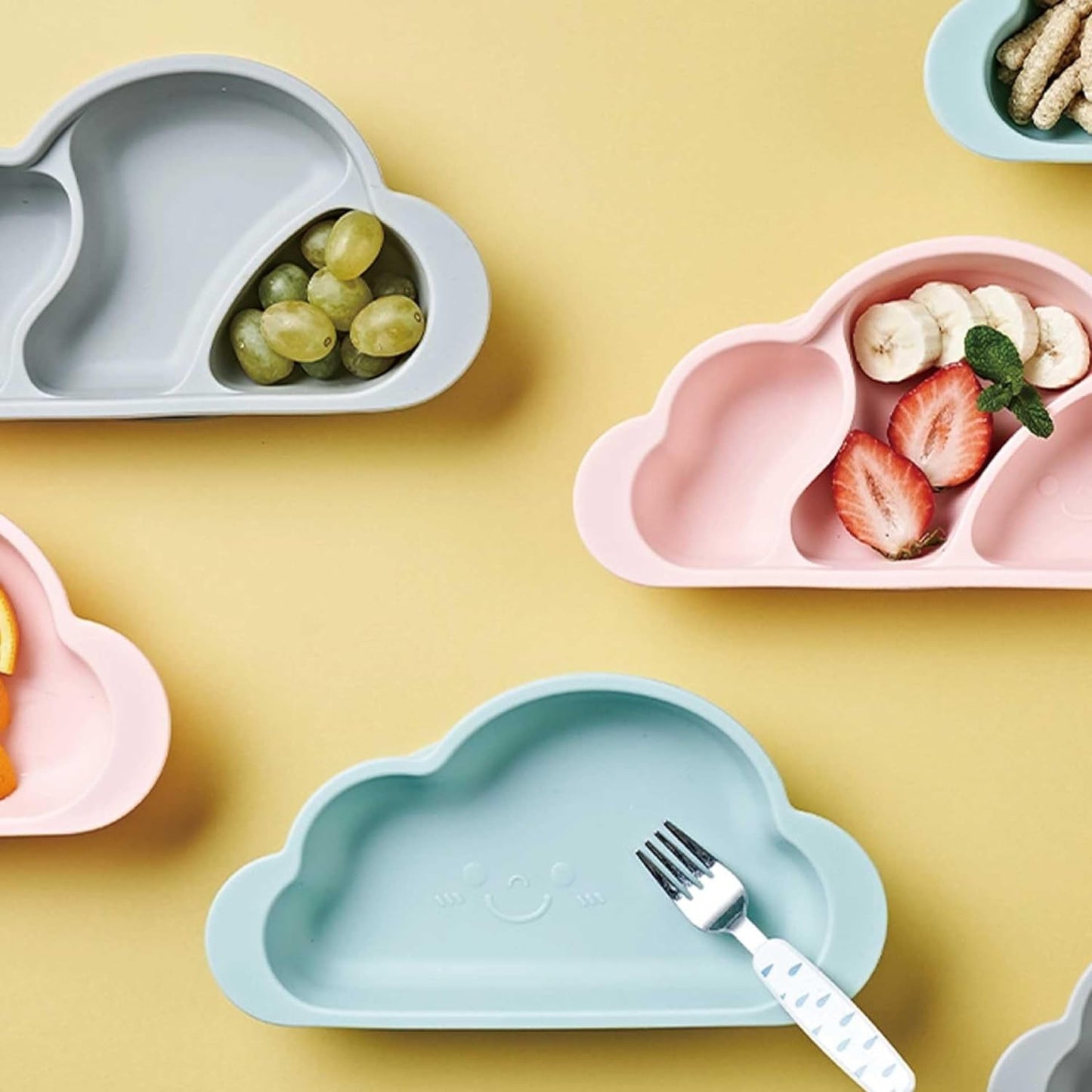 Mother's Corn Gureumi Three Division Suction Platter - Gray Color