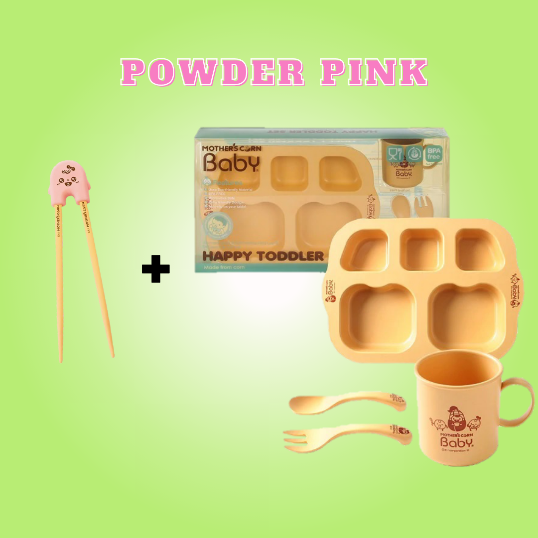 HKO Kiddie Bundles (Mother's Corn Rice 2 See U Chopsticks Trainer + Mother's Corn Happy Toddler Set)