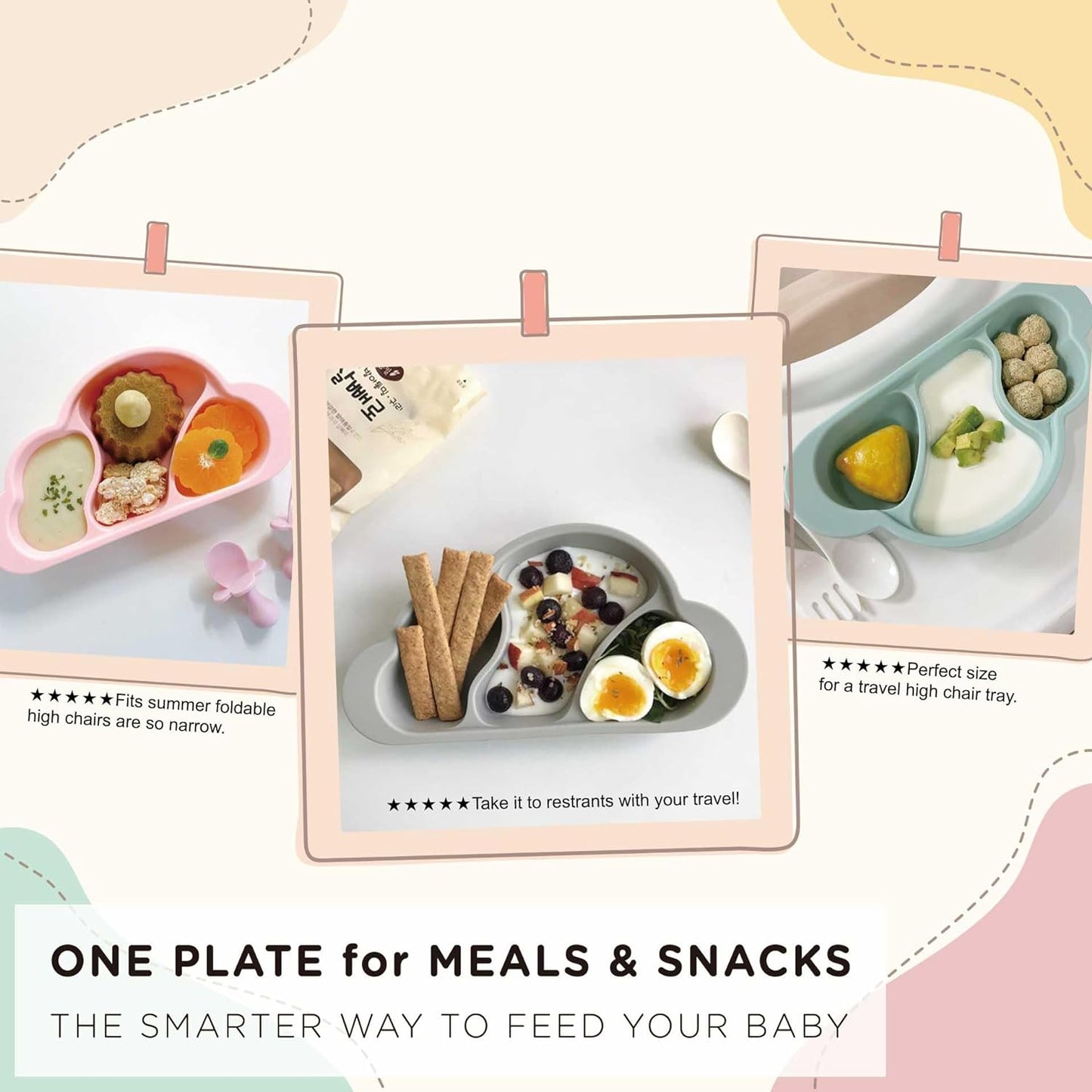 Mother's Corn Gureumi Three Division Suction Platter - Pink Color