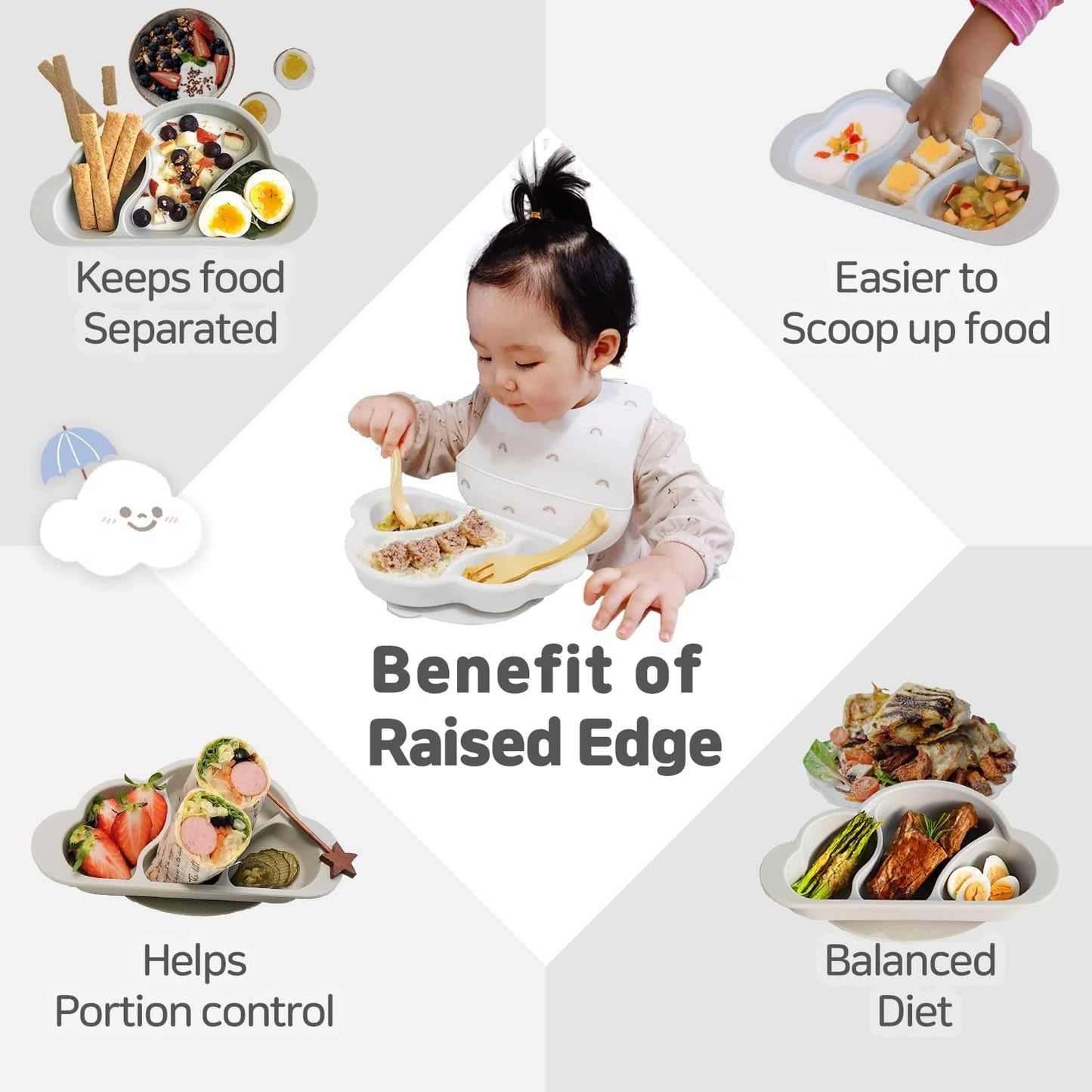 Mother's Corn Gureumi Three Division Suction Platter - Pink Color