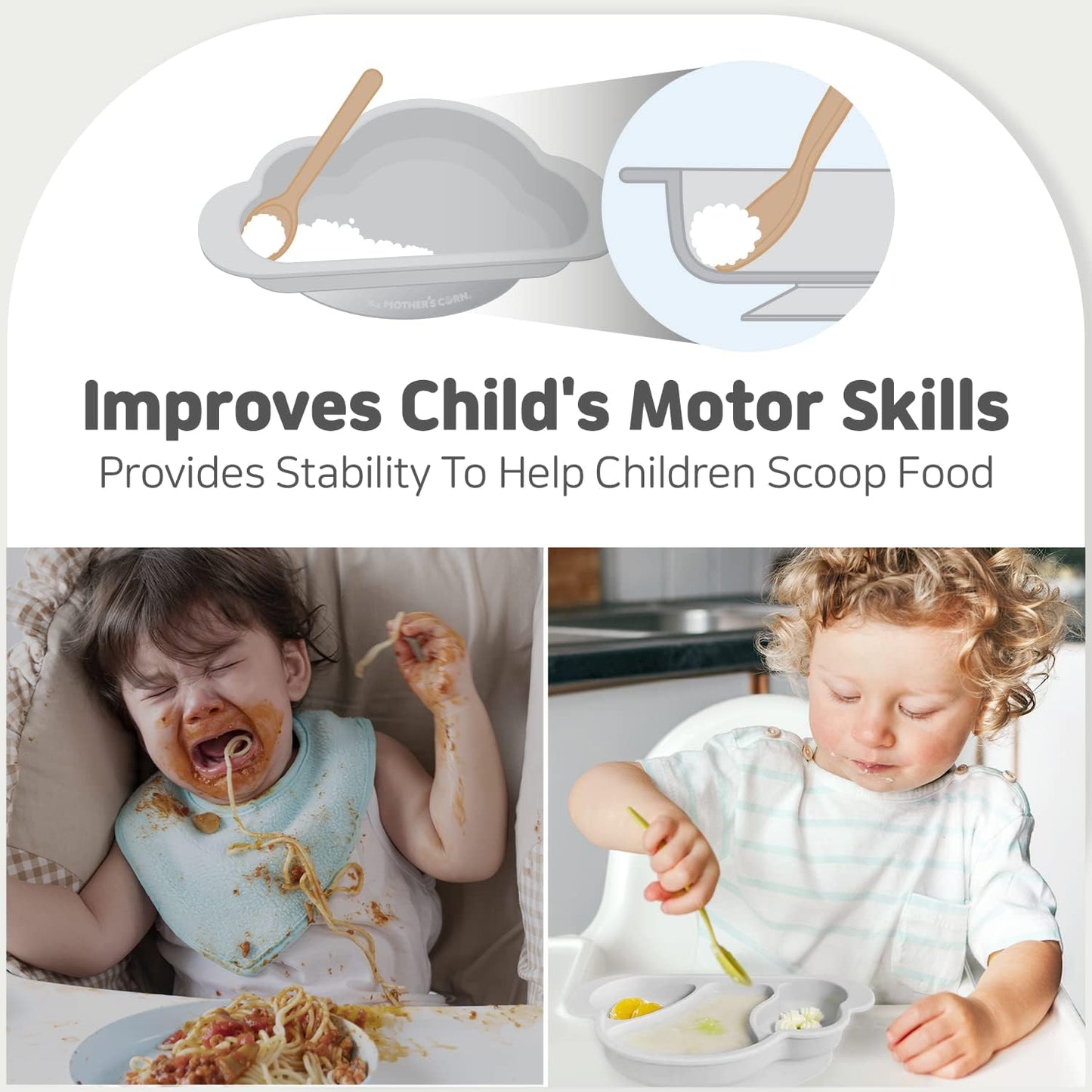 Mother's Corn Gureumi Three Division Suction Platter - Pink Color